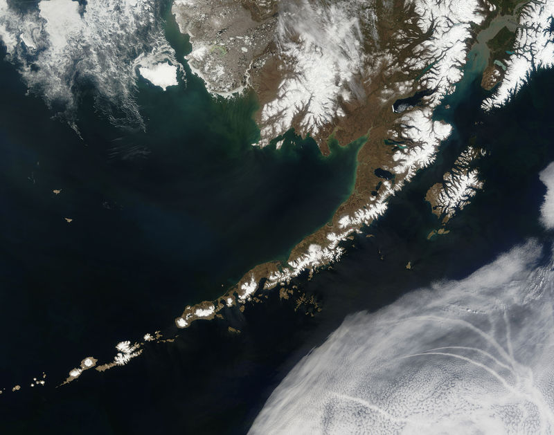 Imagen de las Islas Aleutianas desde un satélite espacial