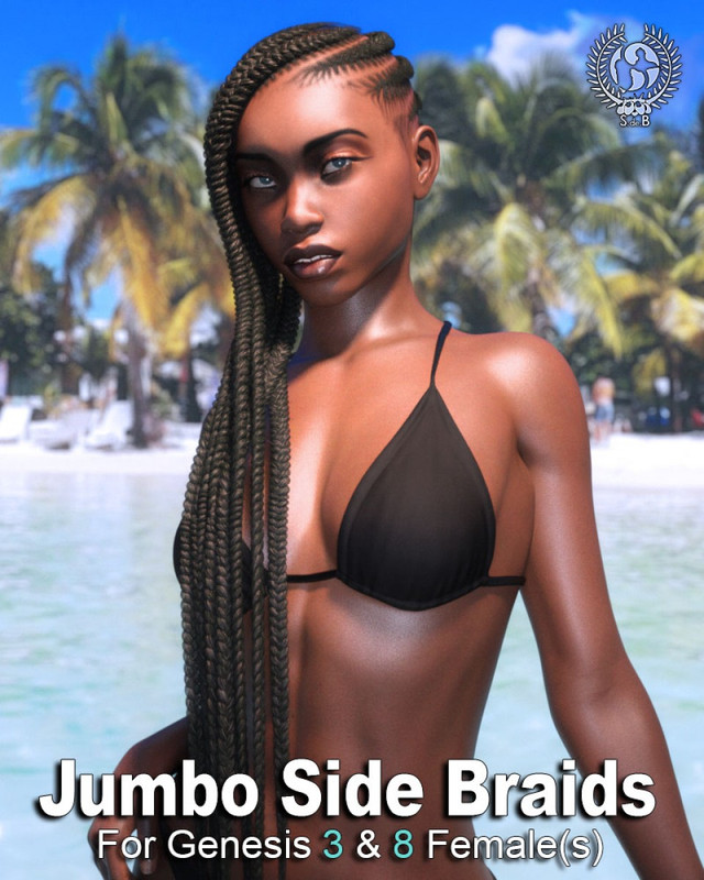 Jumbo Side Braids for Genesis 3 and 8 Female