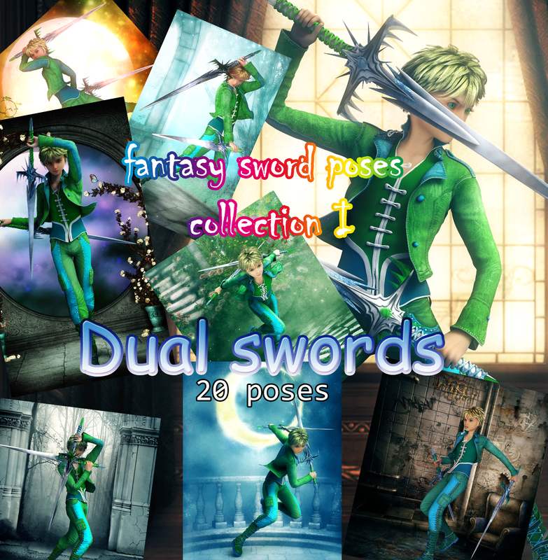 Fantasía animado Poses I - Dual Swords para G2