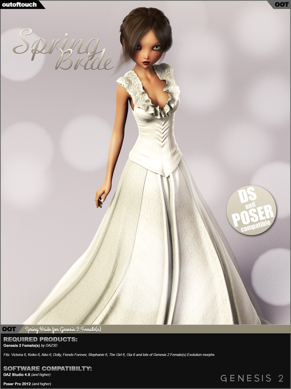 Spring Bride Gown for Genesis 2 Female(s)