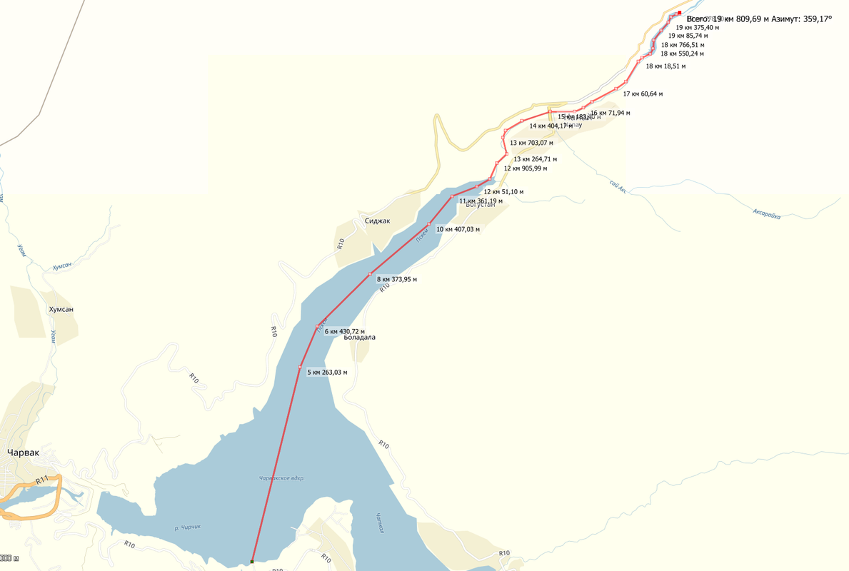 Карта чарвакское водохранилище