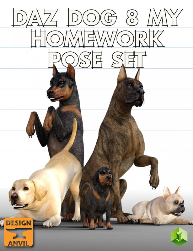 Daz Dog 8 My Homework Pose Set