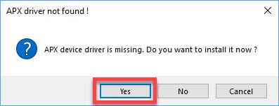 how to install apx drivers windows 10