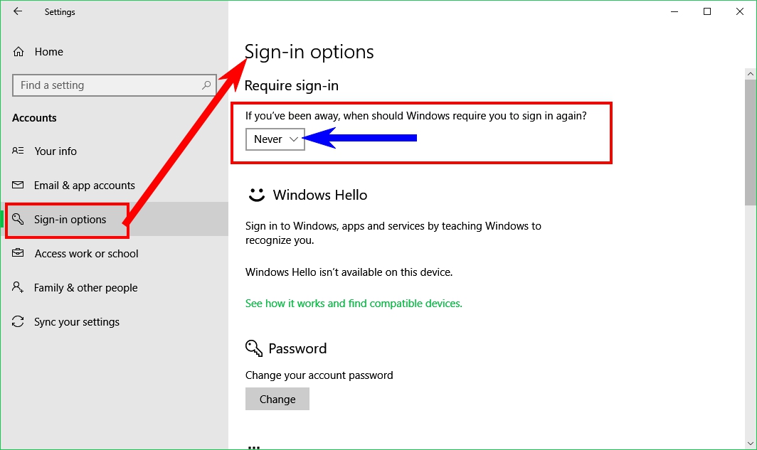 change from microsoft account to local account windows 10